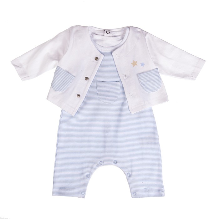 Set 3 piese bebe baiat, tricou +salopeta+cardigan, Babybol [1]