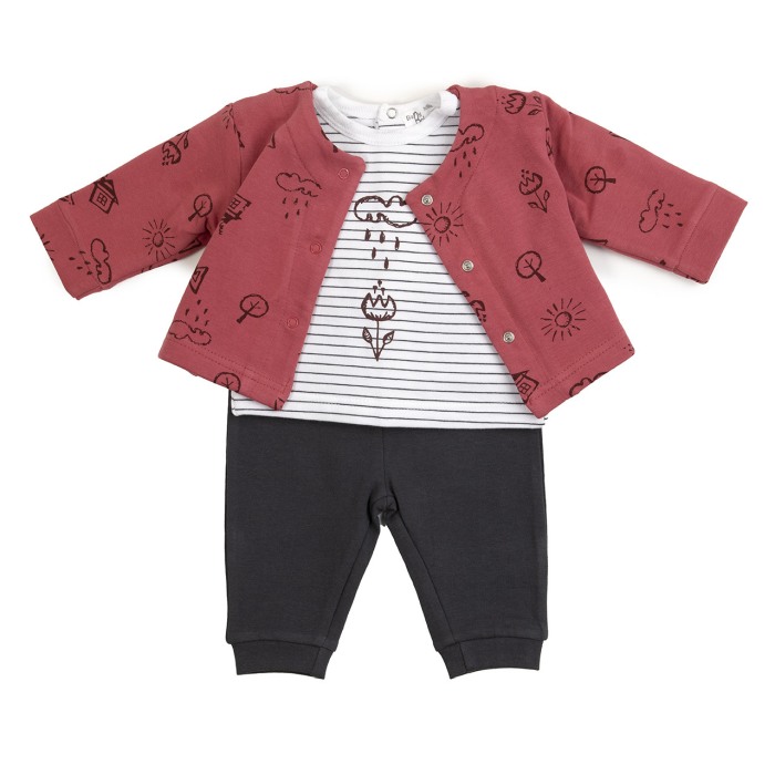 Set 3 piese bumbac bebe fetita, Babybol [1]