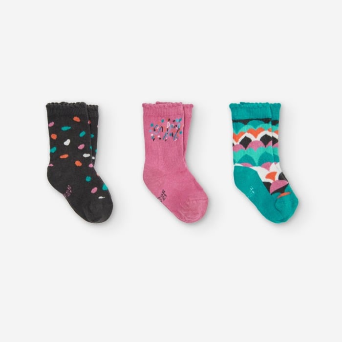 Set 3 sosete fete bumbac better cotton, imprimeu multicolor, roz, brand Boboli [1]