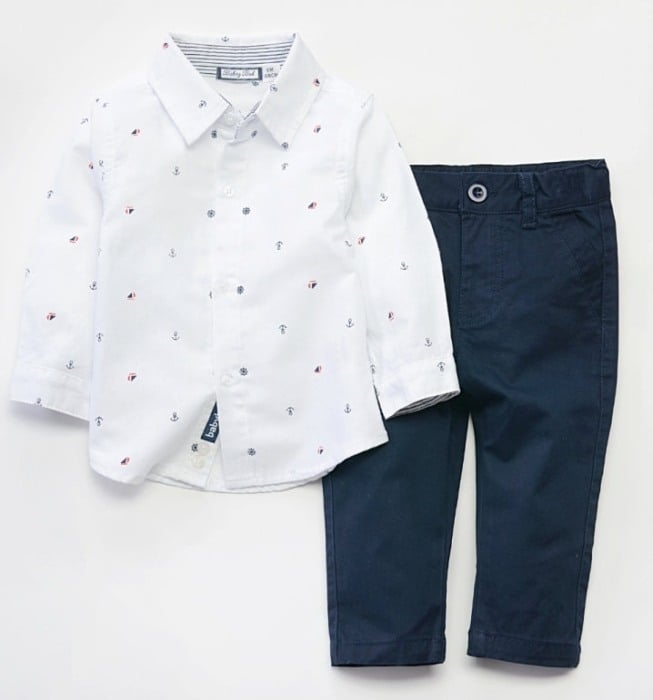 Set baiat camasa maneca lunga si pantalon chino navy , Babybol [1]