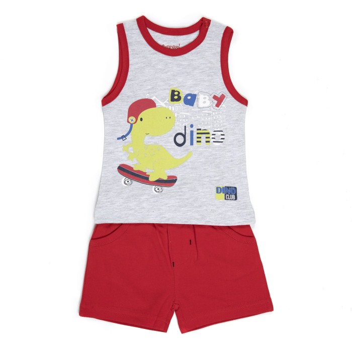 Set baiat vara maieu cu pantalon scurt rosu, Babybol, 3 luni , 62 cm [1]