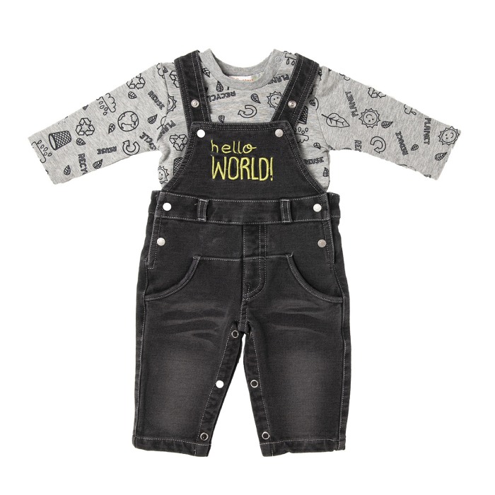 Set bebe baiat salopeta jeans si tricou, Babybol [1]