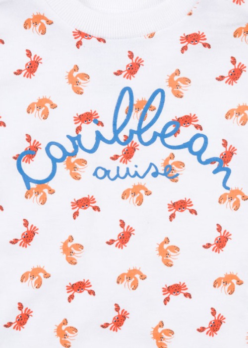 Set bebe baiat salopeta jeans strech cu tricou imprimeu raci, Losan [3]