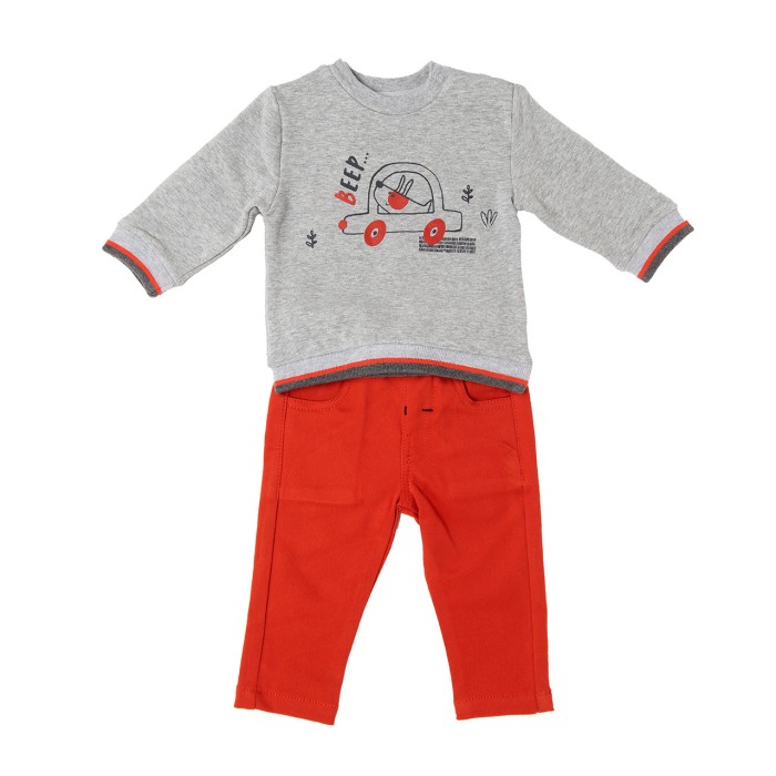 Set bebe baiat, tricou vatuit cu pantaloni orange, Babybol [1]