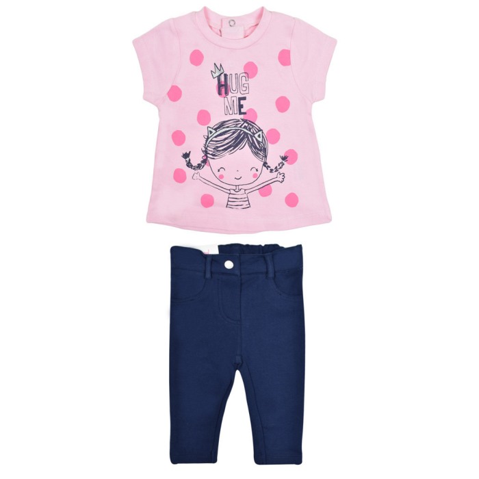 Set bebe fetita , tricou maneca scurta cu colant lung navy, Babybol [1]