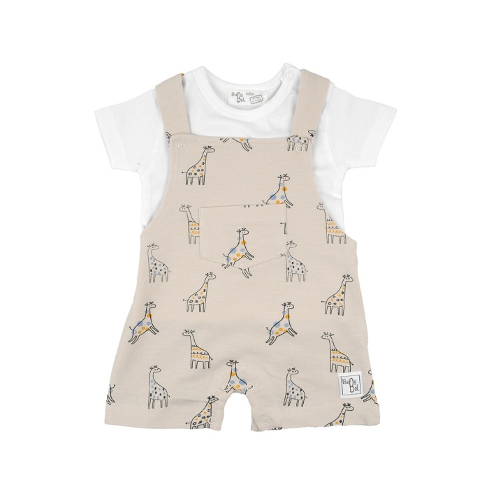 Set bebe, salopeta bretele cu tricou maneca scurta alb, brand Babybol [1]