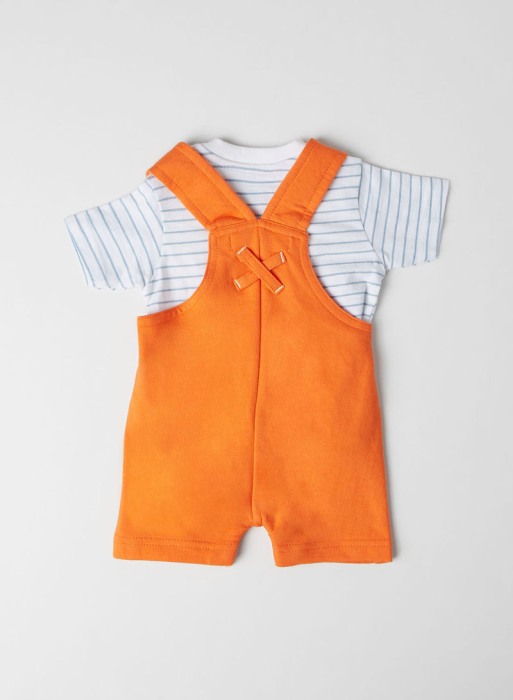 Set bebe , salopeta si tricou maneca scurta, orange, Babybol [2]