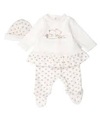 Set catifea 3 piese bebe fetita, crem, Babybol [1]