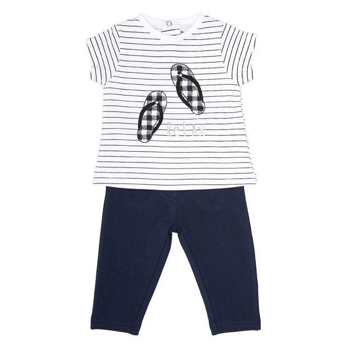 Set fete, tricou maneca scurta si pantaloni strech, navy , Babybol [1]