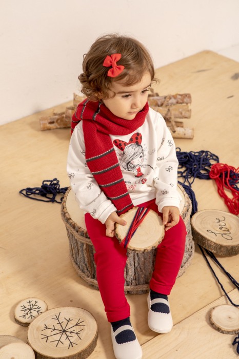Set fetite bluza alba cu colant rosu, Babybol [2]