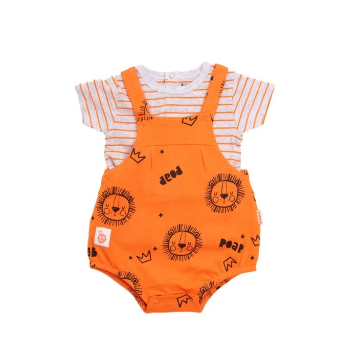 Set nou nascut, salopeta cu bretele orange si tricou maneca scurta, Babybol [1]