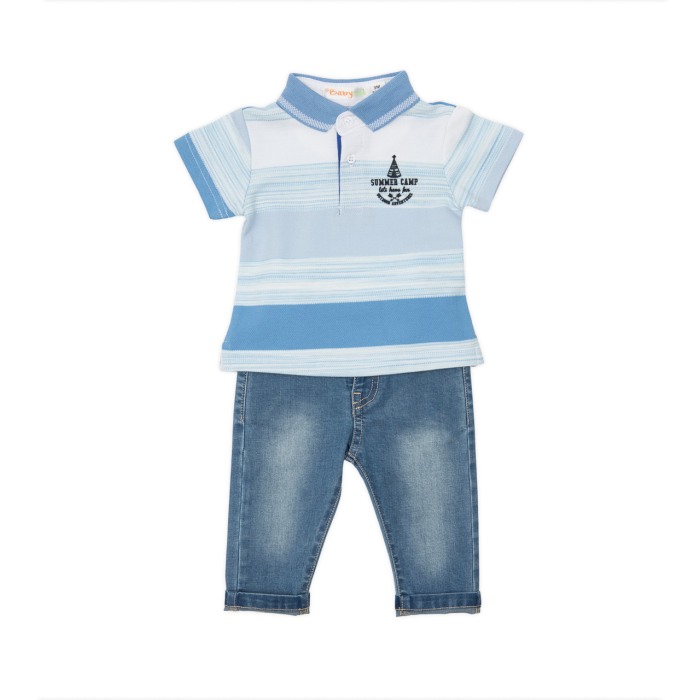 Set piese baiat, tricou polo maneca scurta si blugi denim , Babybol [1]