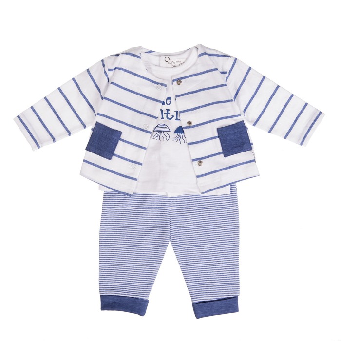 Set piese bebe , cardigan -tricou-pantalon, bumbac soft, Babybol [1]
