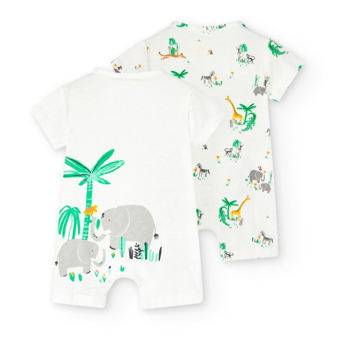 Set salopete bebe, bumbac, animal print, multicolor, Boboli [2]