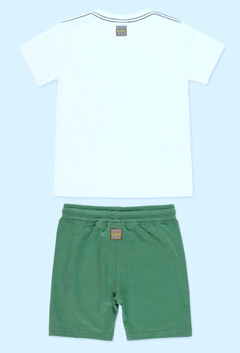 Set vara 2 piese baiat, bumbac, tricou cu pantalon scurt, verde, Boboli [2]