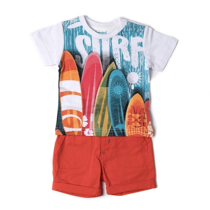 Set vara baiat tricou si pantalon scurt orange Babybol [1]