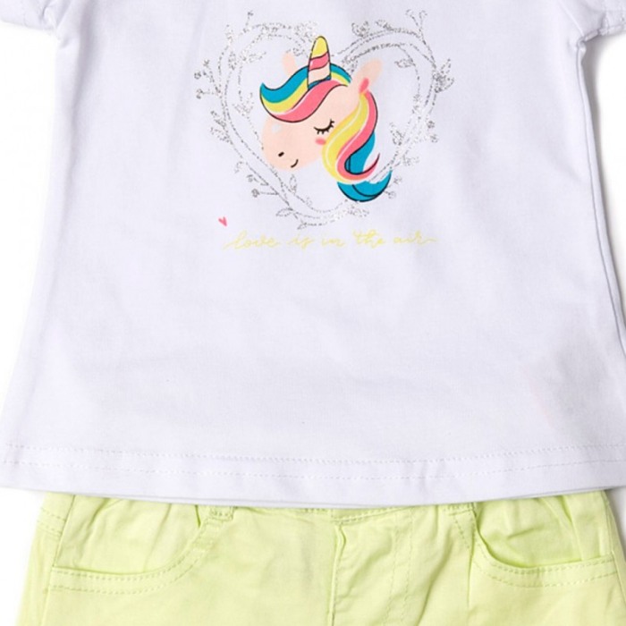 Set vara fete , tricou imprimeu unicorn si pantalon scurt , Babybol [2]