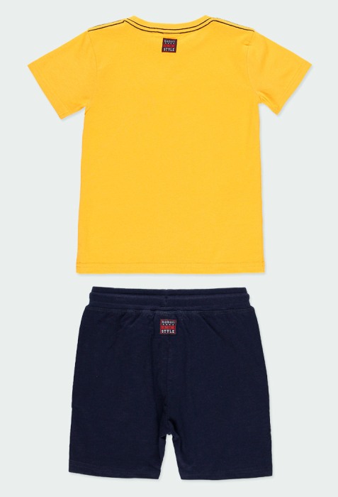 Set vara, tricou cu pantaloni scurti baiat, bumbac, mustar, Boboli [2]