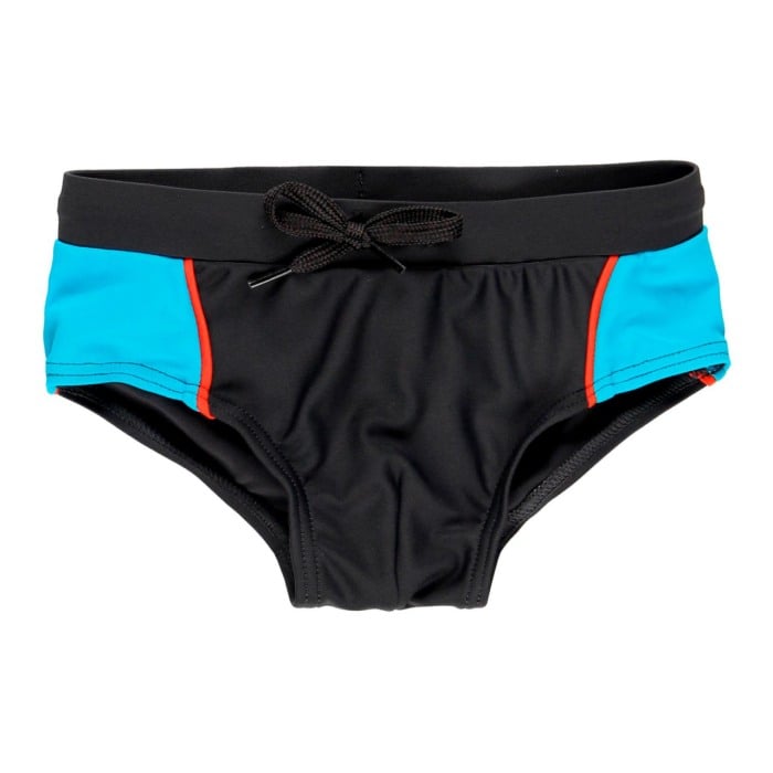 Slip baie baiat, dungi turcoaz, lycra extralife, gri,Boboli [1]