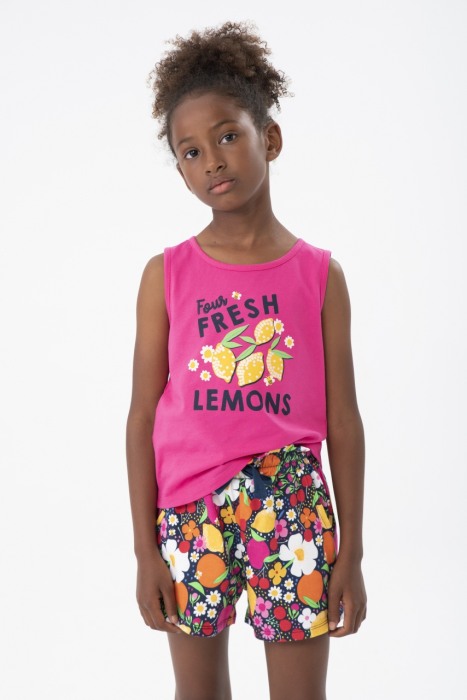 Sort fete 4-16 ani, bumbac better cotton, imprimeu fructe si flori, multicolor, Boboli [1]