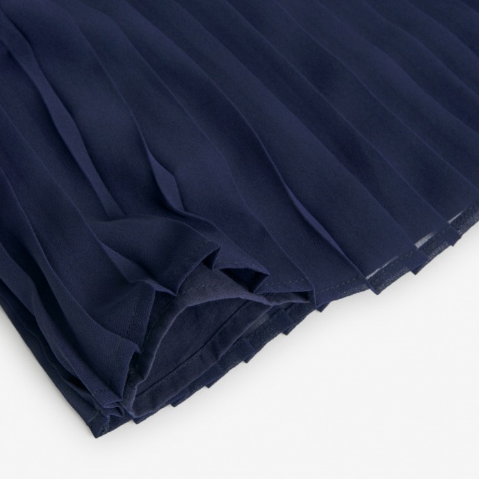 Top fete cu bretele, chifon plisat, albastru marin, BOBOLI [5]