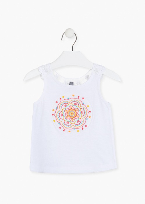 Top fete , motiv etnic floral, alb [1]