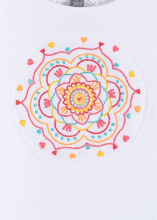 Top fete , motiv etnic floral, alb [4]