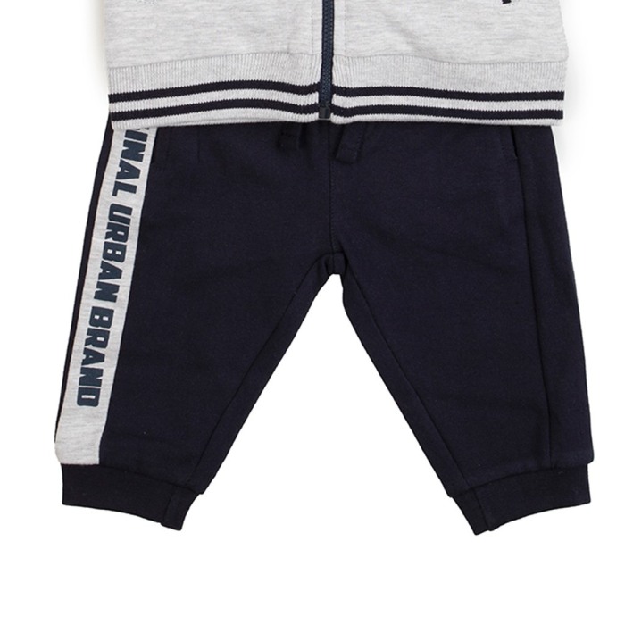 Trening 2 piese baiat, hanorac cu gluga, gri/navy, Babybol [3]