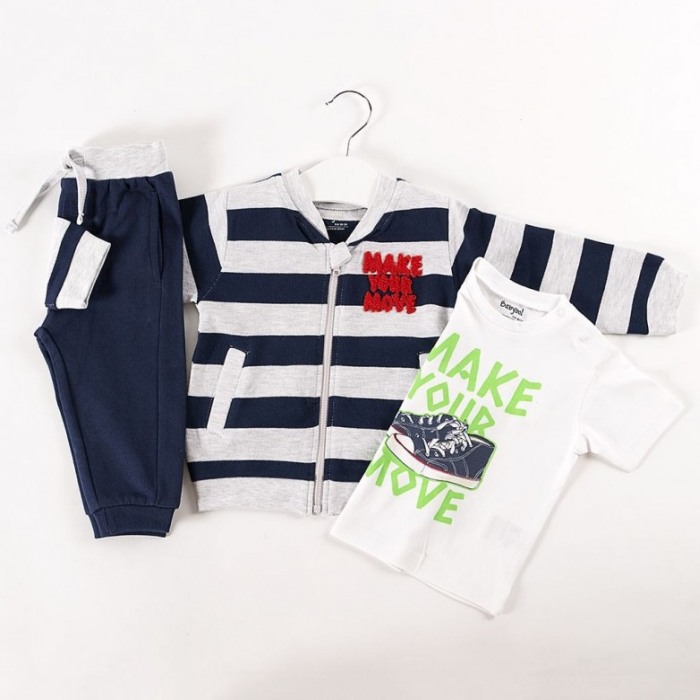 Trening baiat bumbac 3 piese, navy, Babybol [4]