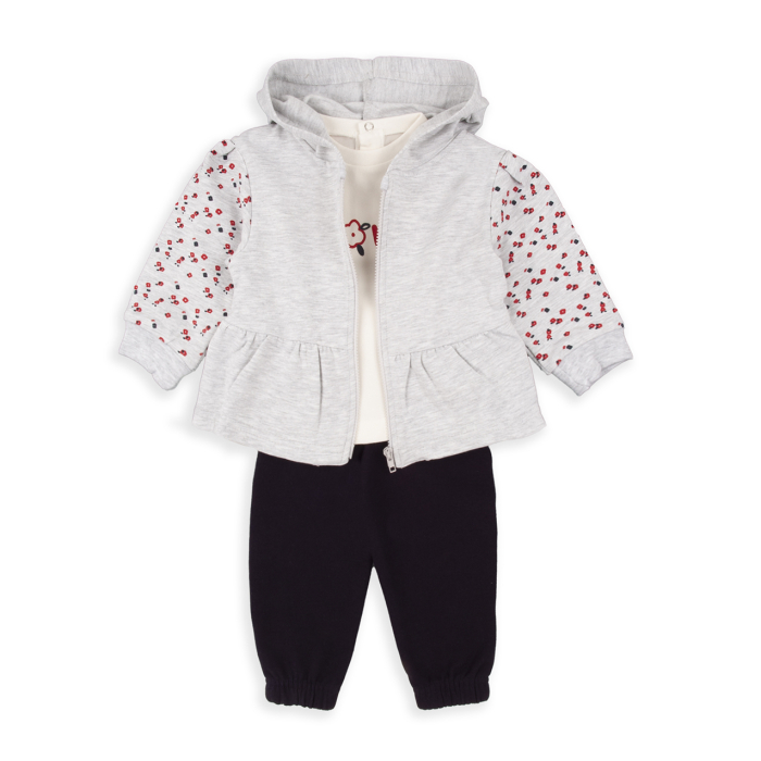 Trening fetite 3 piese, putin vatuit la interior, bumbac oeko tex, gri, brand Babybol [2]