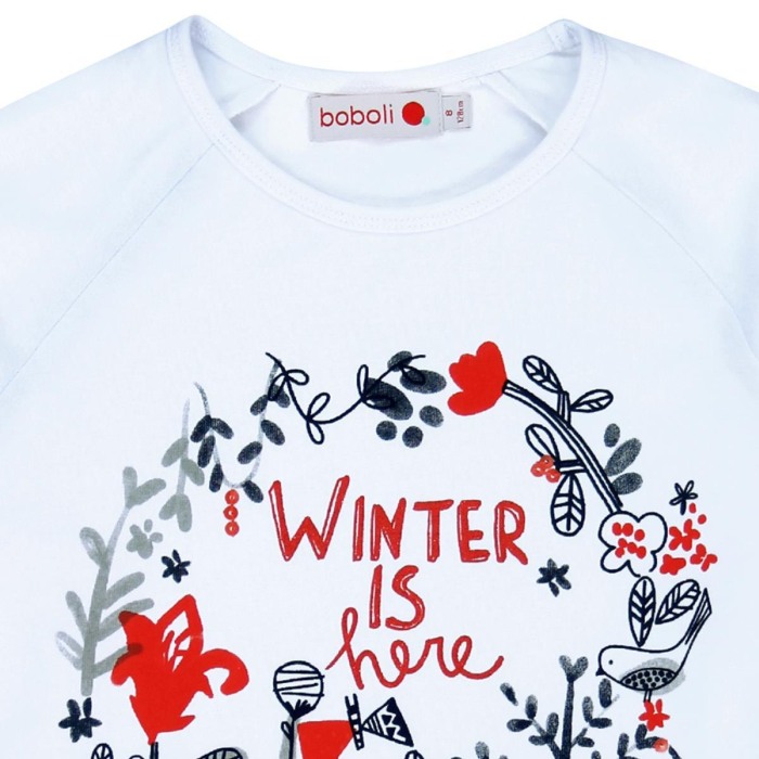 Tricou alb fetite cu maneca lunga Boboli [3]