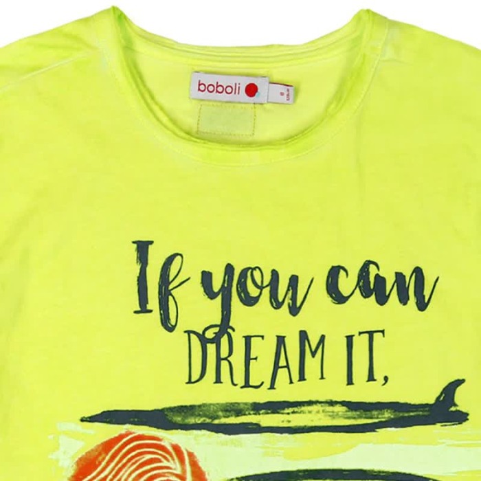 Tricou baiat maneca scurta, verde lime, Boboli [3]