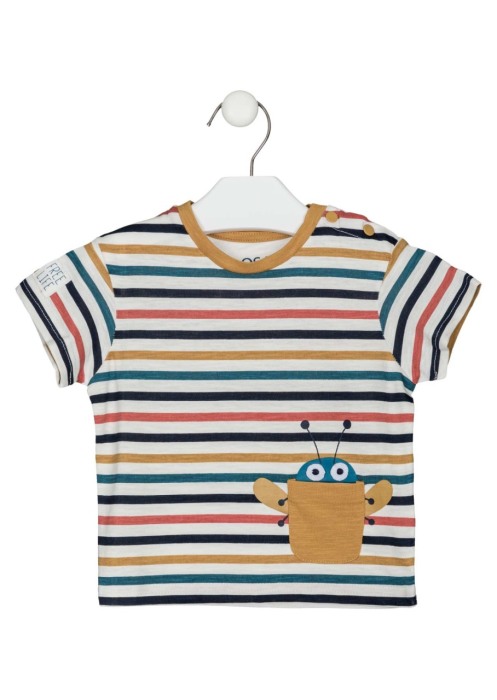 Tricou bebe baiat, bumbac, maneca scurta, dungi, multicolor [1]