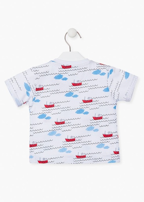 Tricou bebe baiat maneca scurta, imprimeu vapor, alb, Losan [2]