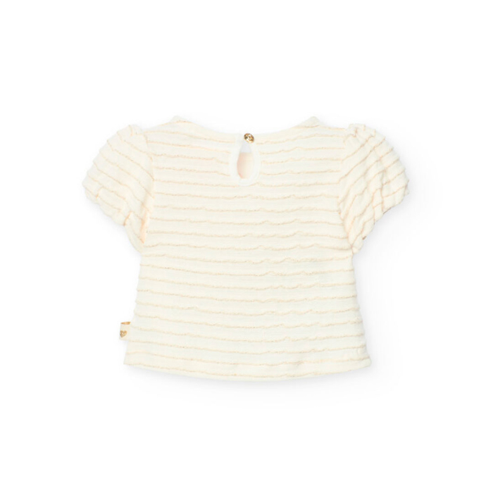 Tricou CHIC cu maneca scurta fetite, imprimeu pisicuta cu strasuri aurii, brand Boboli [2]