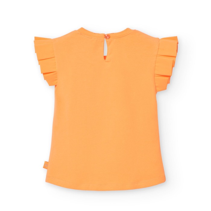 Tricou Chic fete 4-16 ani, bumbac, strasuri, portocaliu, Boboli [2]