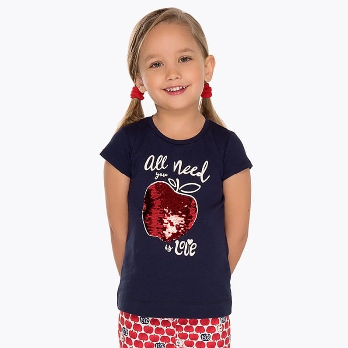 Tricou fete 2-9 ani cu paiete reversibile, Mayoral, navy [1]