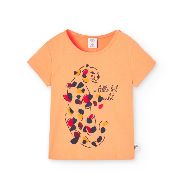 Tricou fete 4-16 ani, bumbac, animal print, portocaliu, brand BOBOLI [1]