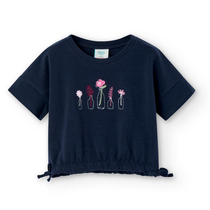Tricou fete 4-16 ani, bumbac, model scurt, navy, Boboli [1]