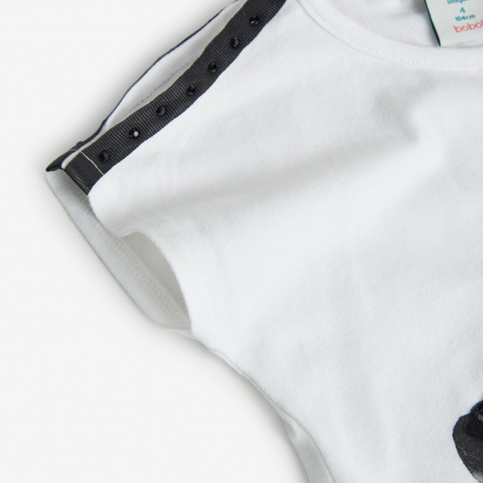 Tricou fete 4-16 ani, imprimeu fetita cu fusta neagra, CHIC strasuri, BOBOLI [3]