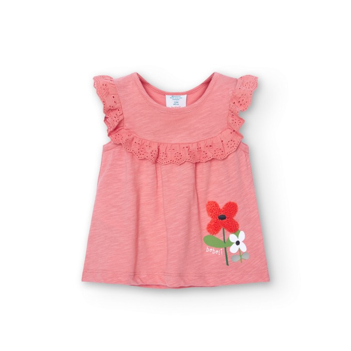 Tricou fete 6 luni-8 ani, broderie florala aplicata, bumbac better cotton, Boboli [1]
