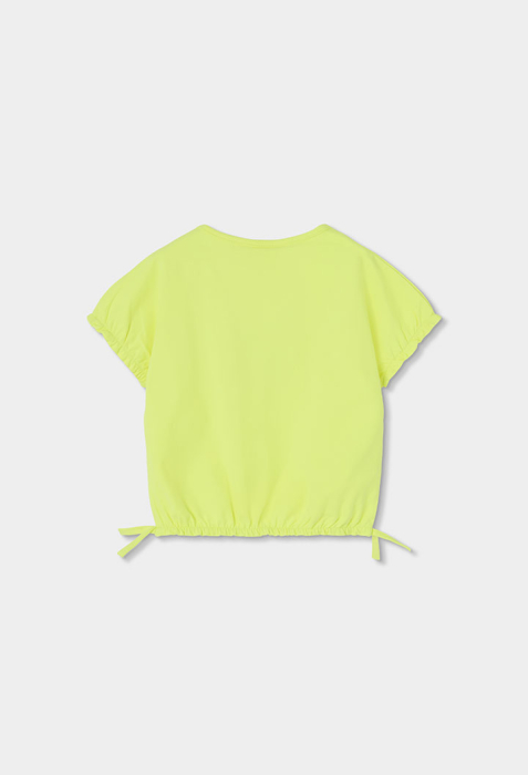 Tricou fete 8-14 ani, floaredin strasuri negre, culoare neon, brand Boboli [4]