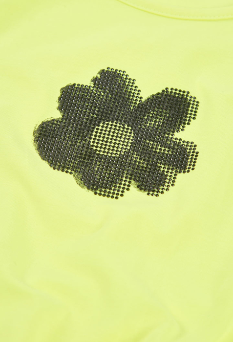 Tricou fete 8-14 ani, floaredin strasuri negre, culoare neon, brand Boboli [5]