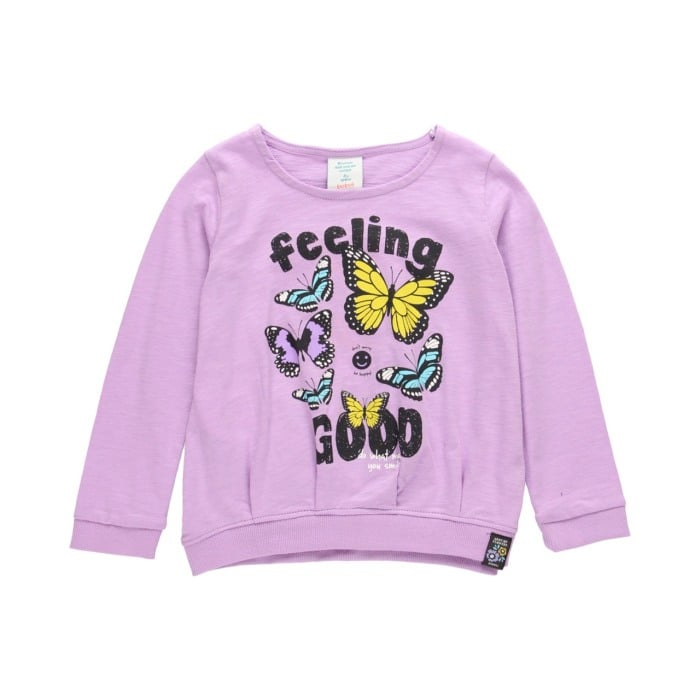 Tricou fete bumbac, maneca lunga, imprimeu fluturi, mov, brand Boboli [1]