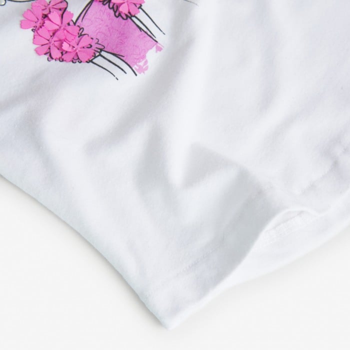 Tricou fete CHIC, maneca scurta, imprimeu floral, paiete, roz, BOBOLI [4]