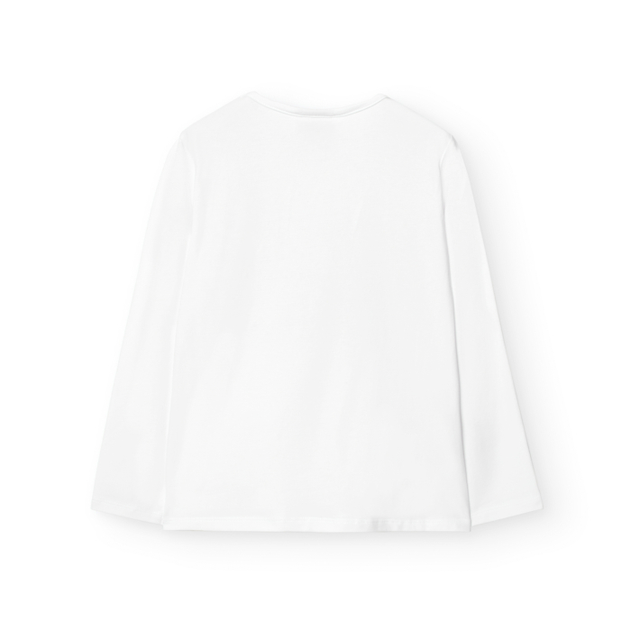 Tricou fete maneca lunga 4-14 ani, bumbac, model grafic rebel girl, alb, brand Boboli [2]