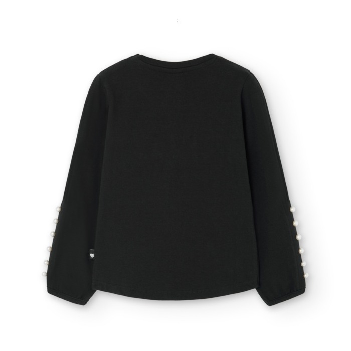 Tricou fete maneca lunga, gama CHIC, perle, negru, Boboli [2]