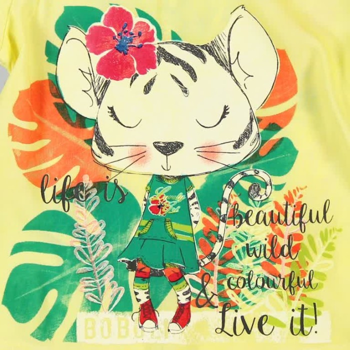 Tricou fete maneca scurta, galben, Boboli [3]