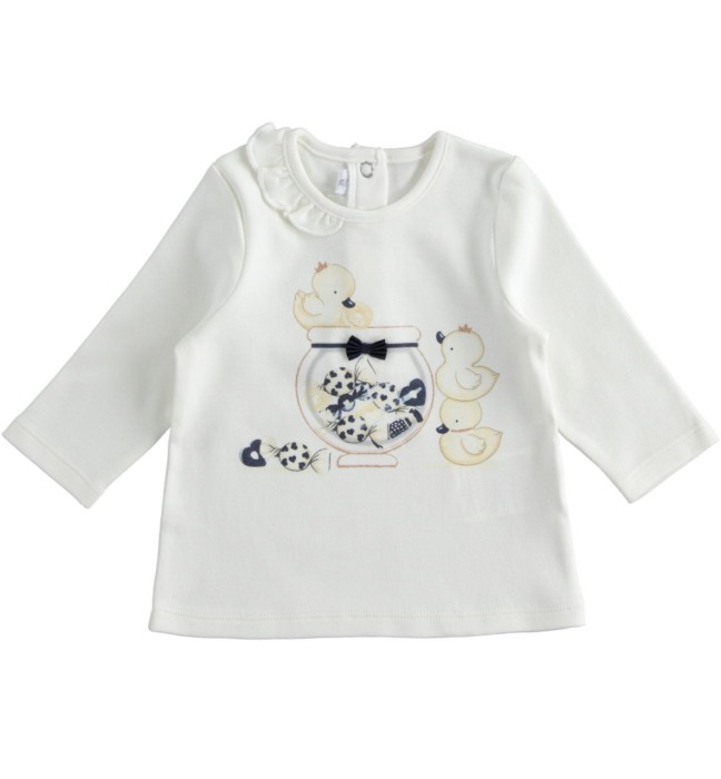 Tricou fetite 6-24 luni , imprimeu ratuste, crem, iDO [1]