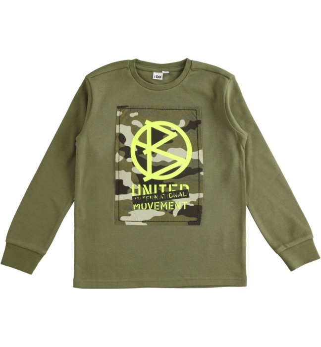 Tricou maneca lunga baiat, aplicatie camuflaj, kaki,iDO [1]